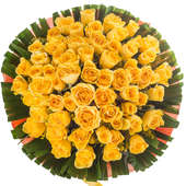 50 Yellow Roses Bunch with Top View